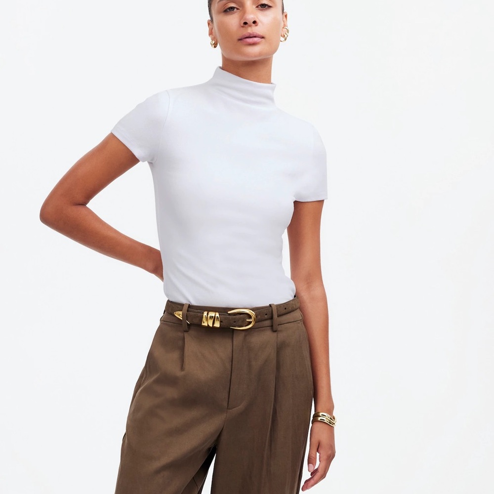 White Mock Neck Women's Top